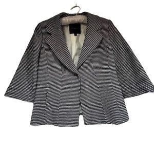 Classiques Entier Womens Medium 3/4 Sleeve One Toggle Button Blazer Black White